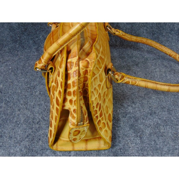 Dooney Bourke Purse Small East West Top Zip Yellow Crocodile Leather Bag FLAW - Picture 11 of 16